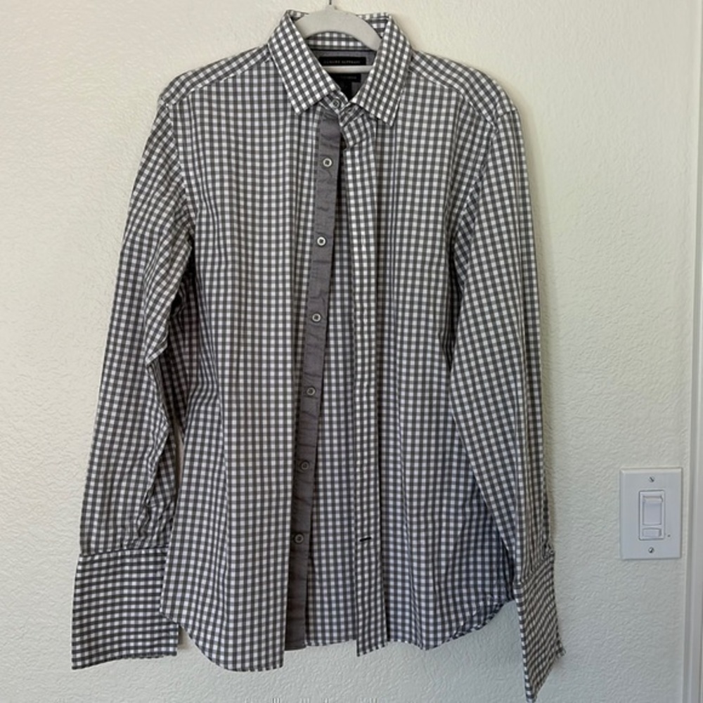 Banana republic, two ply cotton button-down gingham shirt medium